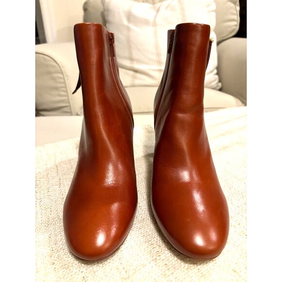 NWOT Jeffrey Campbell Prianka Zippered Heeled Bootie in Cognac - Picture 8 of 11